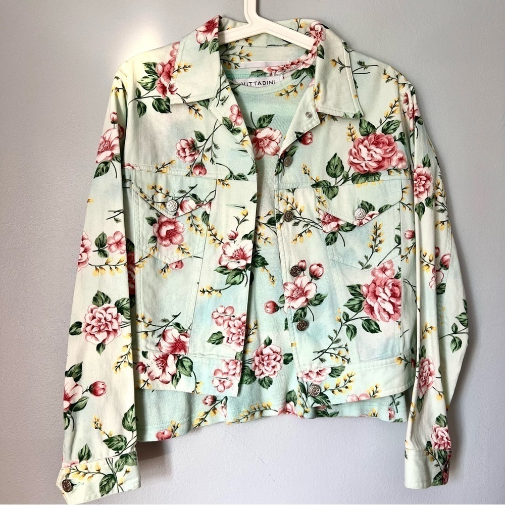 Y2K Vintage Vittadini Floral Button Down Jacket with Floral Short Sleeves Shirt